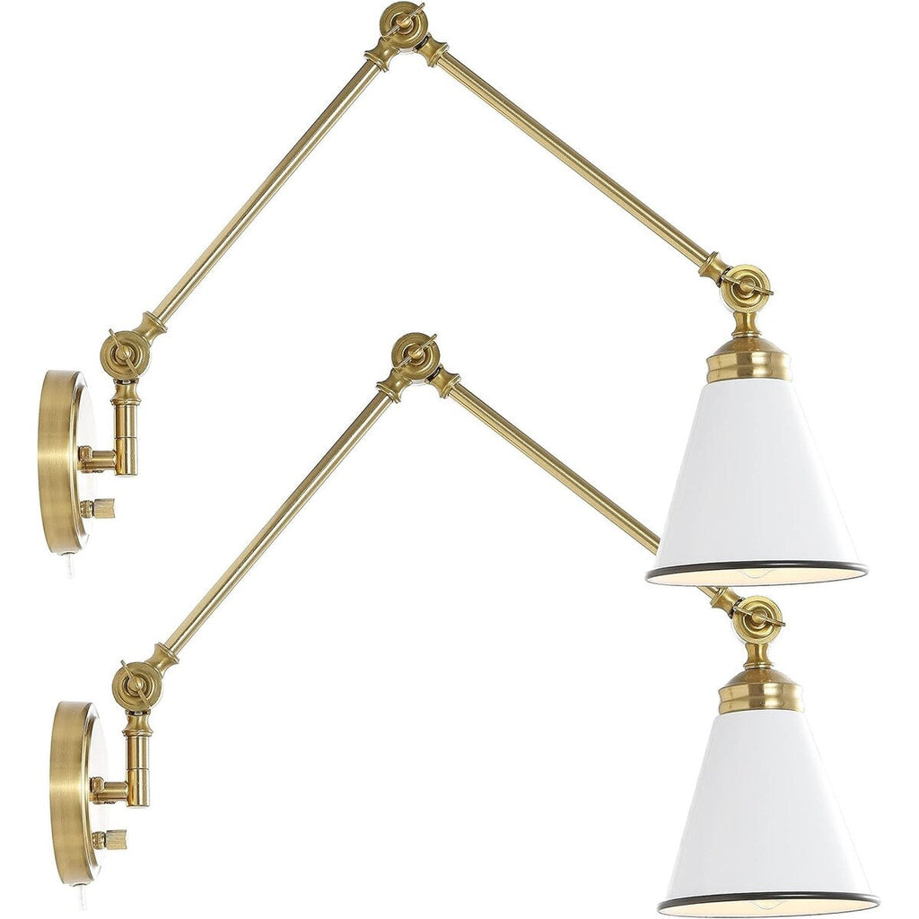 WINGBO Industrial Swing Arm Wall Sconce with Metal Shade,2-Pack...