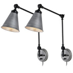 WINGBO Industrial Swing Arm Wall Sconce with Metal Shade,2-Pack...