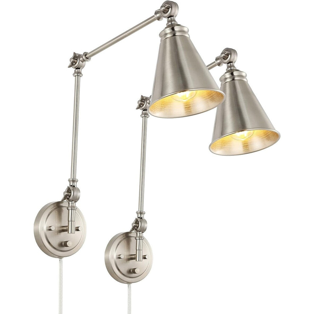 WINGBO Industrial Swing Arm Wall Sconce with Metal Shade,2-Pack...