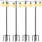 WaLensee 9.4 FT String Light Poles with Hook for Hanging String Lights for Garden Party Patio Christmas Wedding