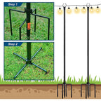 WaLensee 9.4 FT String Light Poles with Hook for Hanging String Lights for Garden Party Patio Christmas Wedding