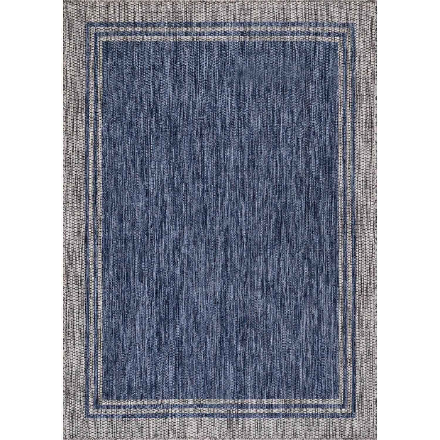 Washable Bordered Indoor Outdoor Rug for Patio, Deck, Porch