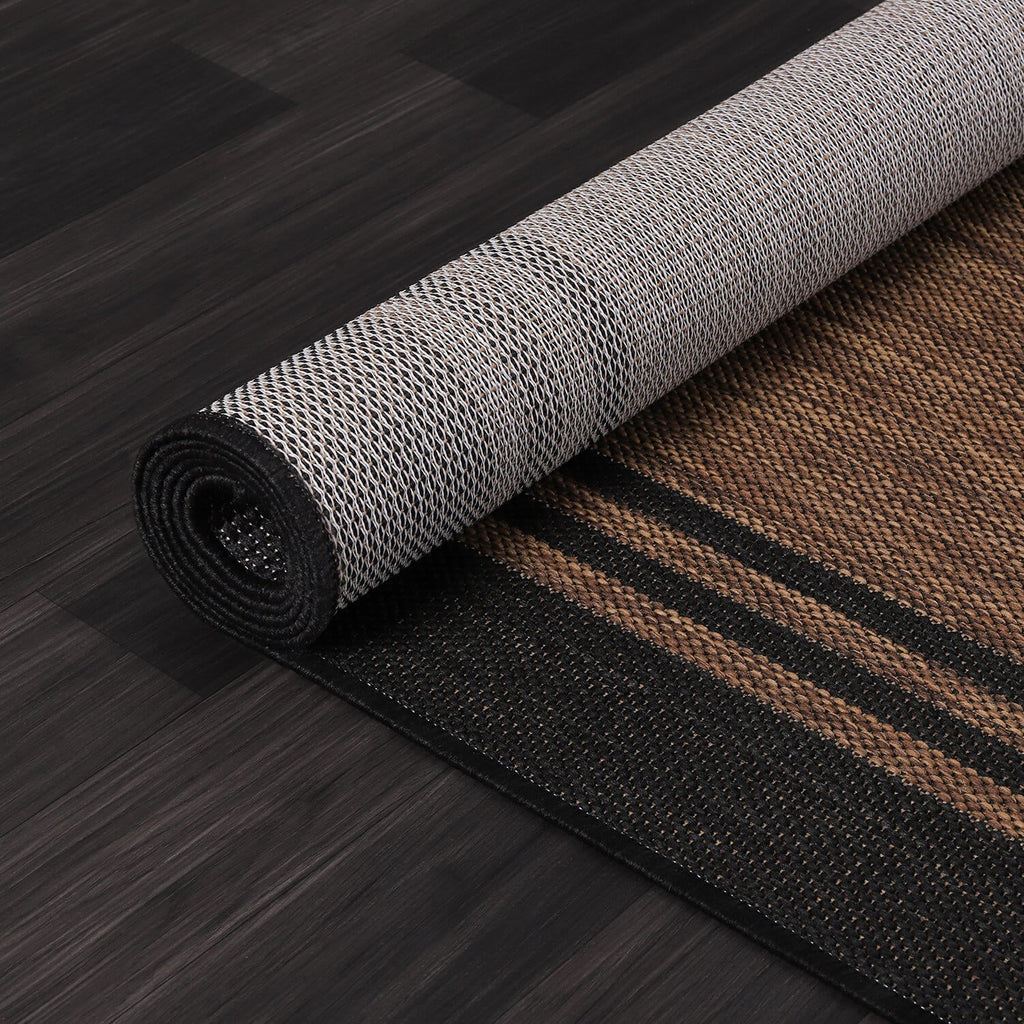 Washable Bordered Indoor Outdoor Rug for Patio, Deck, Porch