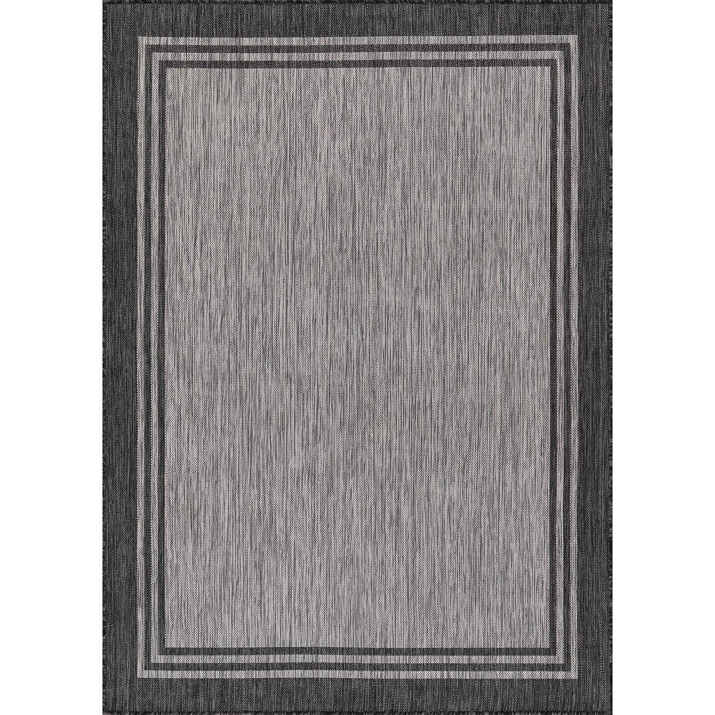 Washable Bordered Indoor Outdoor Rug for Patio, Deck, Porch