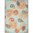 Waverly Sun & Shade Shore Thing Tropical Sea Shell Floral Indoor Outdoor Area Rug