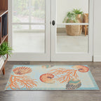 Waverly Sun & Shade Shore Thing Tropical Sea Shell Floral Indoor Outdoor Area Rug