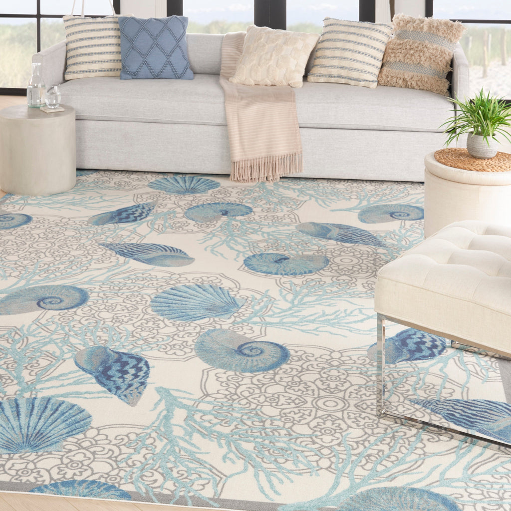 Waverly Sun & Shade Shore Thing Tropical Sea Shell Floral Indoor Outdoor Area Rug