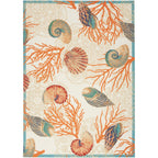 Waverly Sun & Shade Shore Thing Tropical Sea Shell Floral Indoor Outdoor Area Rug