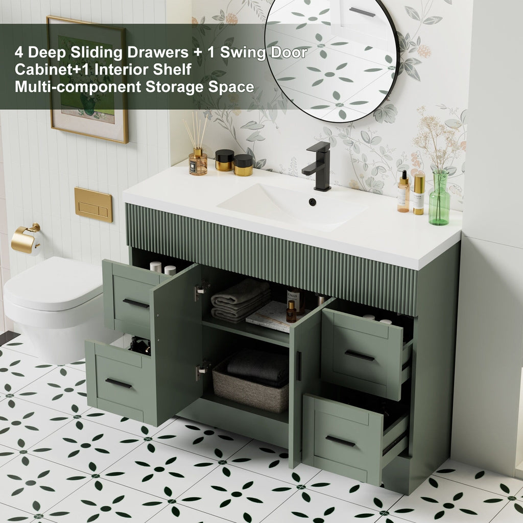 Wavy Line 30/36/48 Bathroom Vanity Set with Sink & Faucet