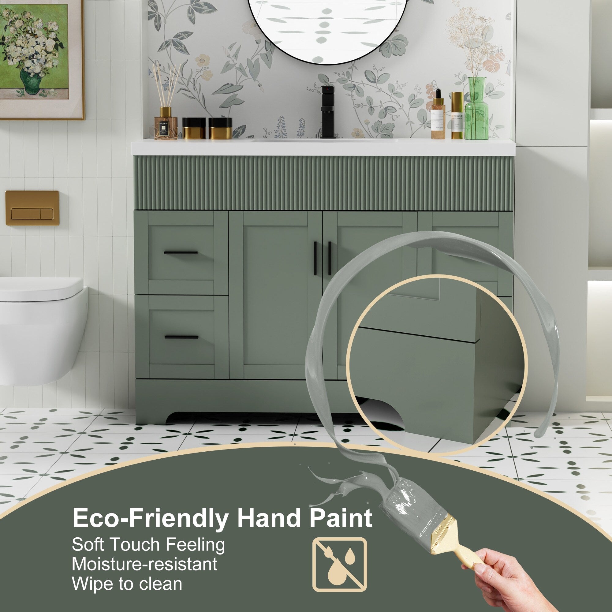 Wavy Line 30/36/48 Bathroom Vanity Set with Sink & Faucet