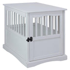 White Wood Pet Crate End Table with Lockable Door