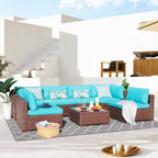 Wicker/ Steel 7-piece Outdoor Cushioned Sectional Sofa Set