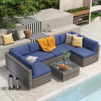 Wicker/ Steel 7-piece Outdoor Cushioned Sectional Sofa Set