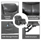 Wide Seat Durable Leather Massage and Heat Recliner