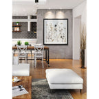 Wildflower Mist I -Custom Framed Print - blue, white, grey, yellow, green, silver, gold