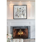 Wildflower Mist I -Custom Framed Print - blue, white, grey, yellow, green, silver, gold