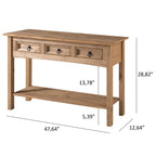 Wood Hall Table Console 3 Drawers Corona | Furniture Dash - N/A