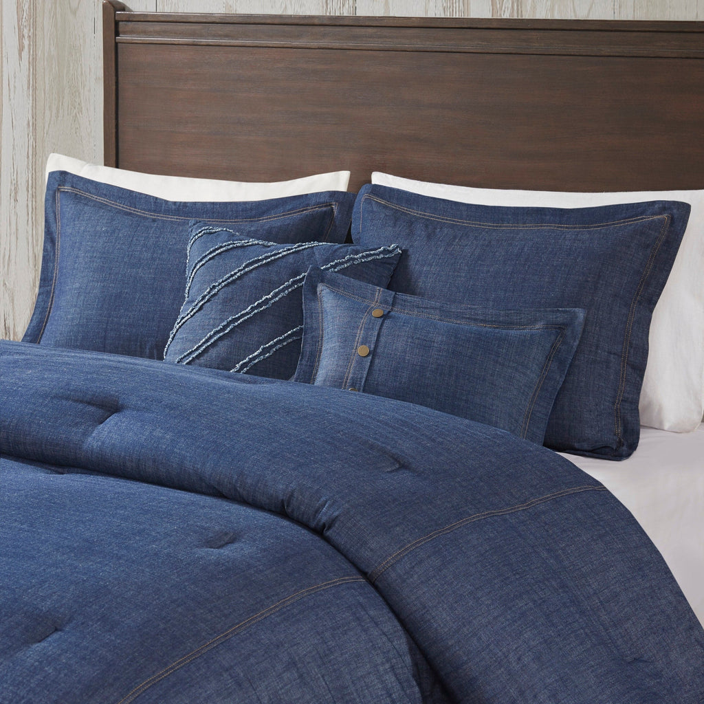 Woolrich Perry Blue Oversized and Overfilled Denim Comforter Set