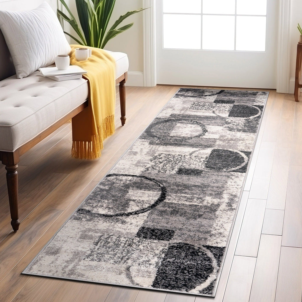 World Rug Gallery Abstract Polypropylene Machine-Made Circle Area Rug