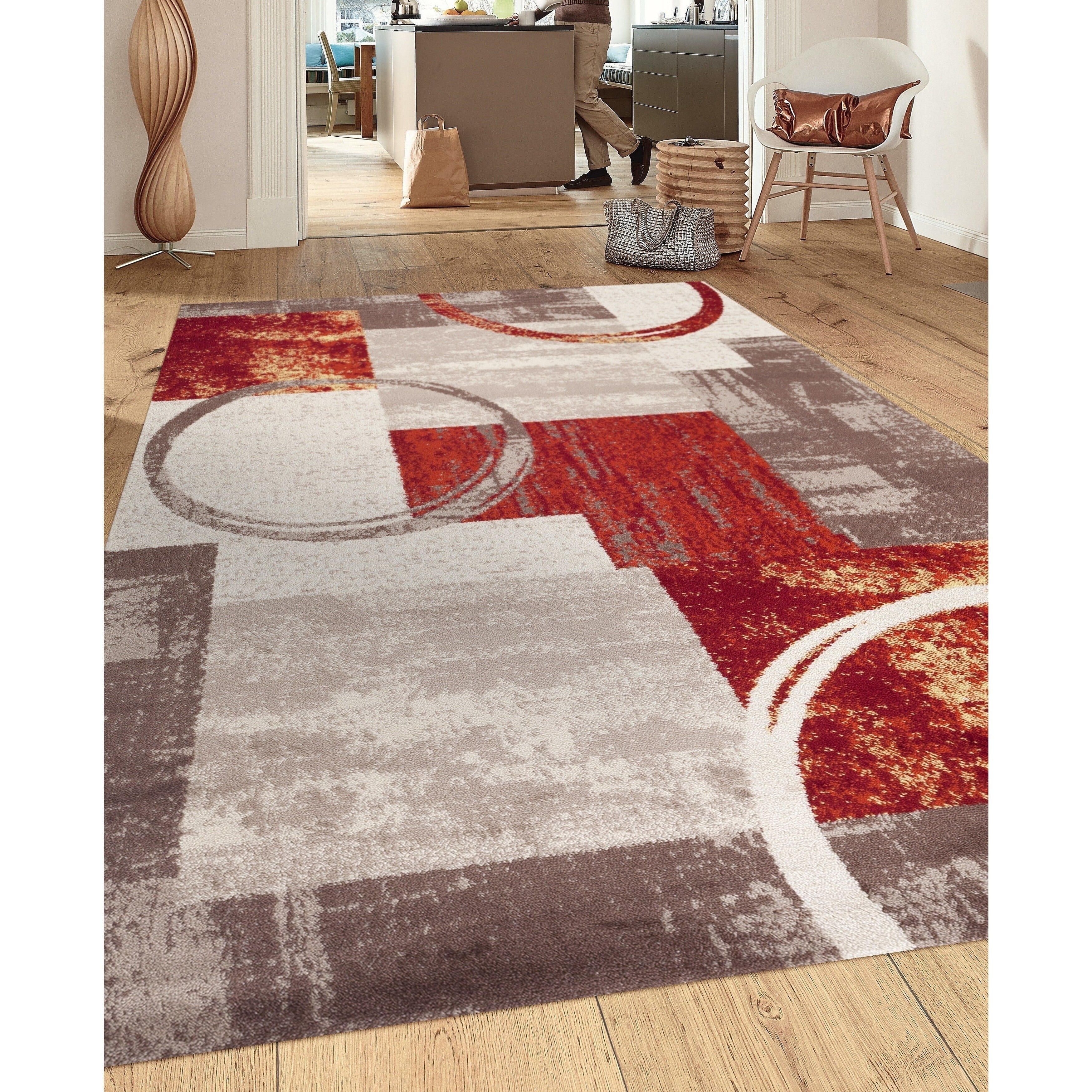 World Rug Gallery Abstract Polypropylene Machine-Made Circle Area Rug