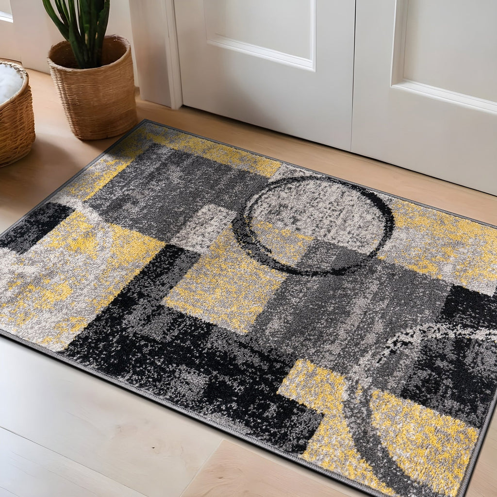 World Rug Gallery Abstract Polypropylene Machine-Made Circle Area Rug