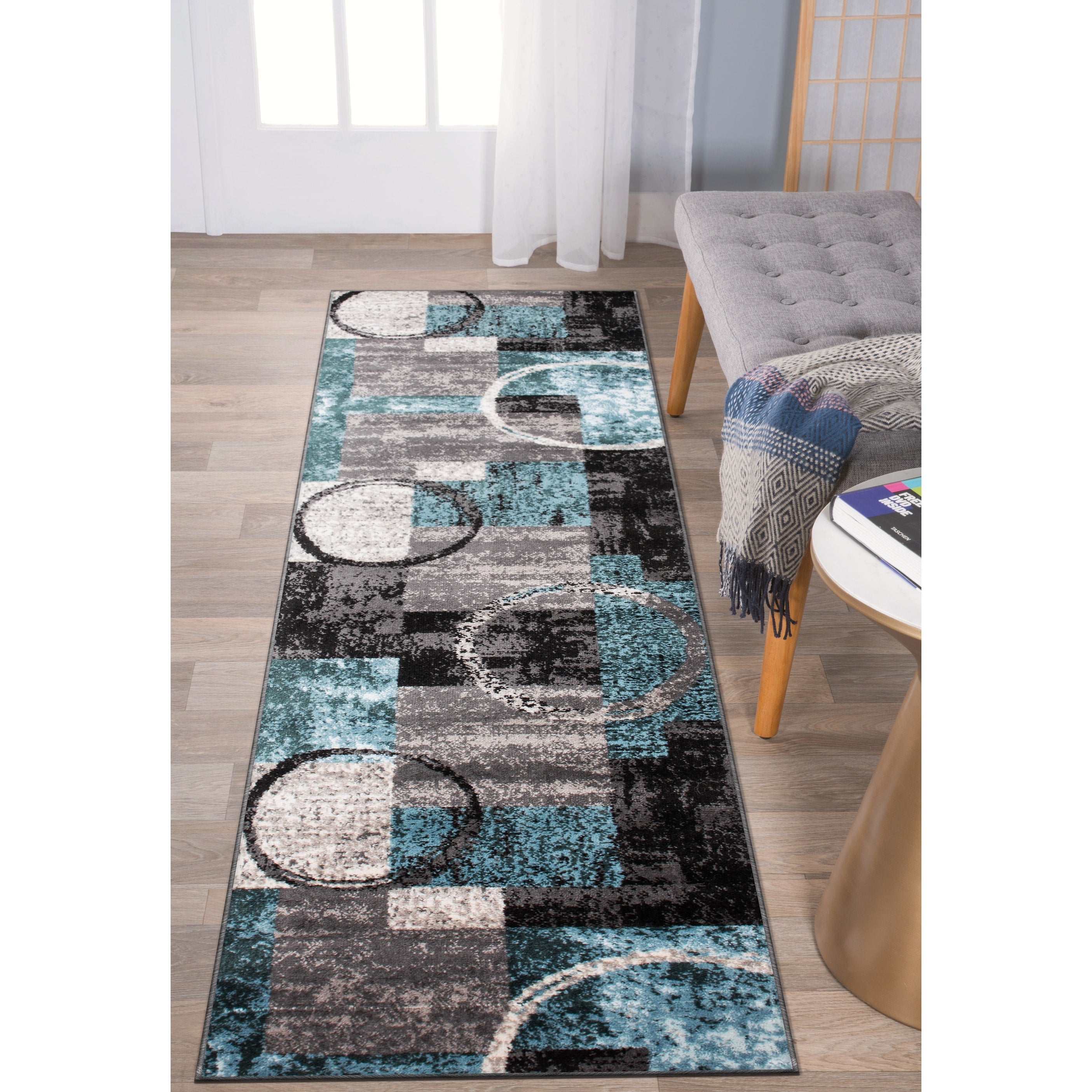 World Rug Gallery Abstract Polypropylene Machine-Made Circle Area Rug