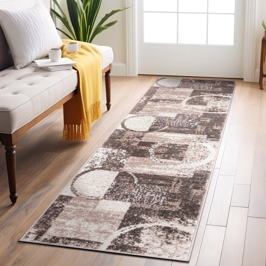 World Rug Gallery Abstract Polypropylene Machine-Made Circle Area Rug