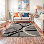 World Rug Gallery Contemporary Abstract Circles Design Area Rug
