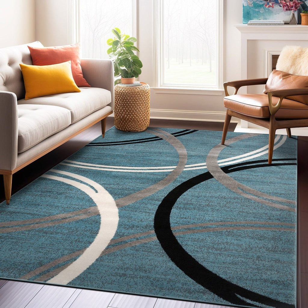 World Rug Gallery Contemporary Abstract Circles Design Area Rug