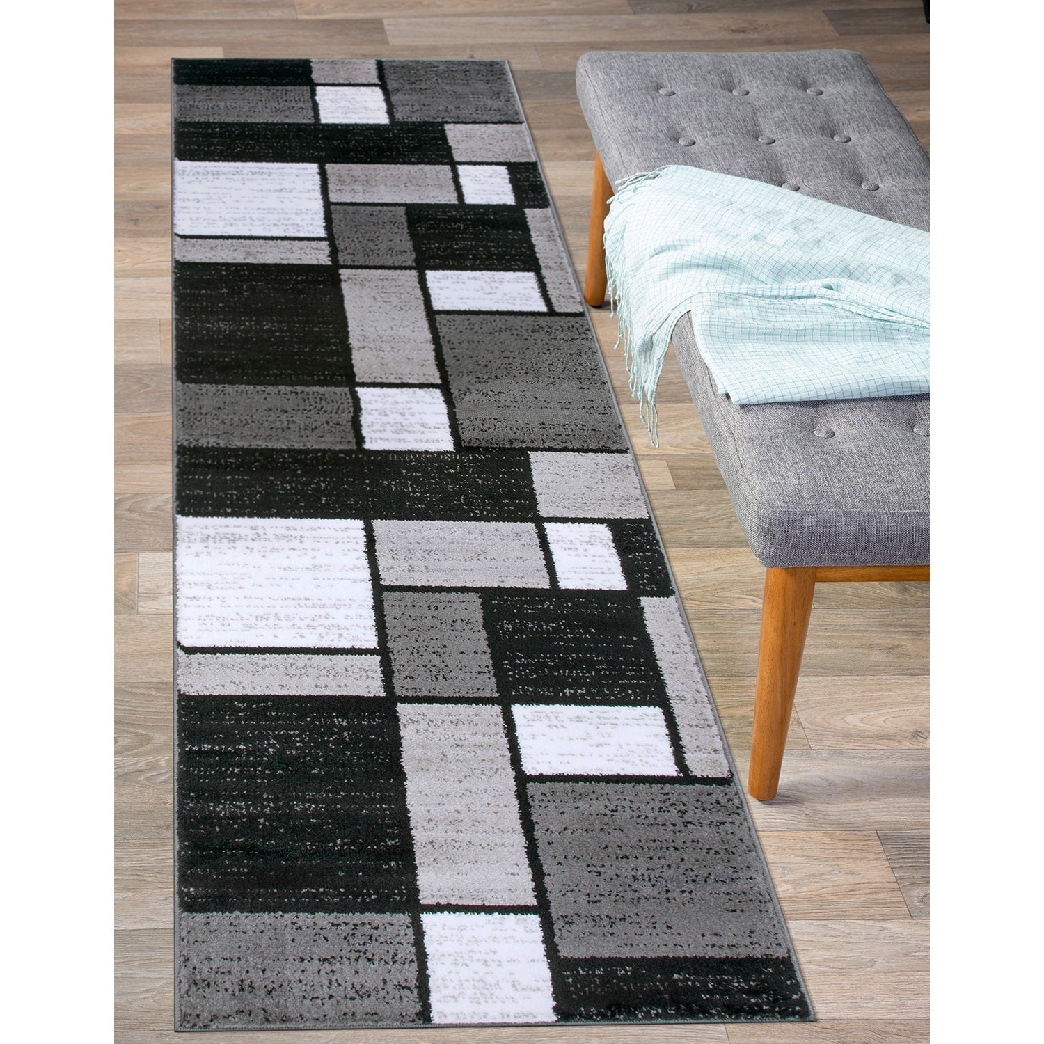 World Rug Gallery Contemporary Modern Boxed Color Block Area Rug