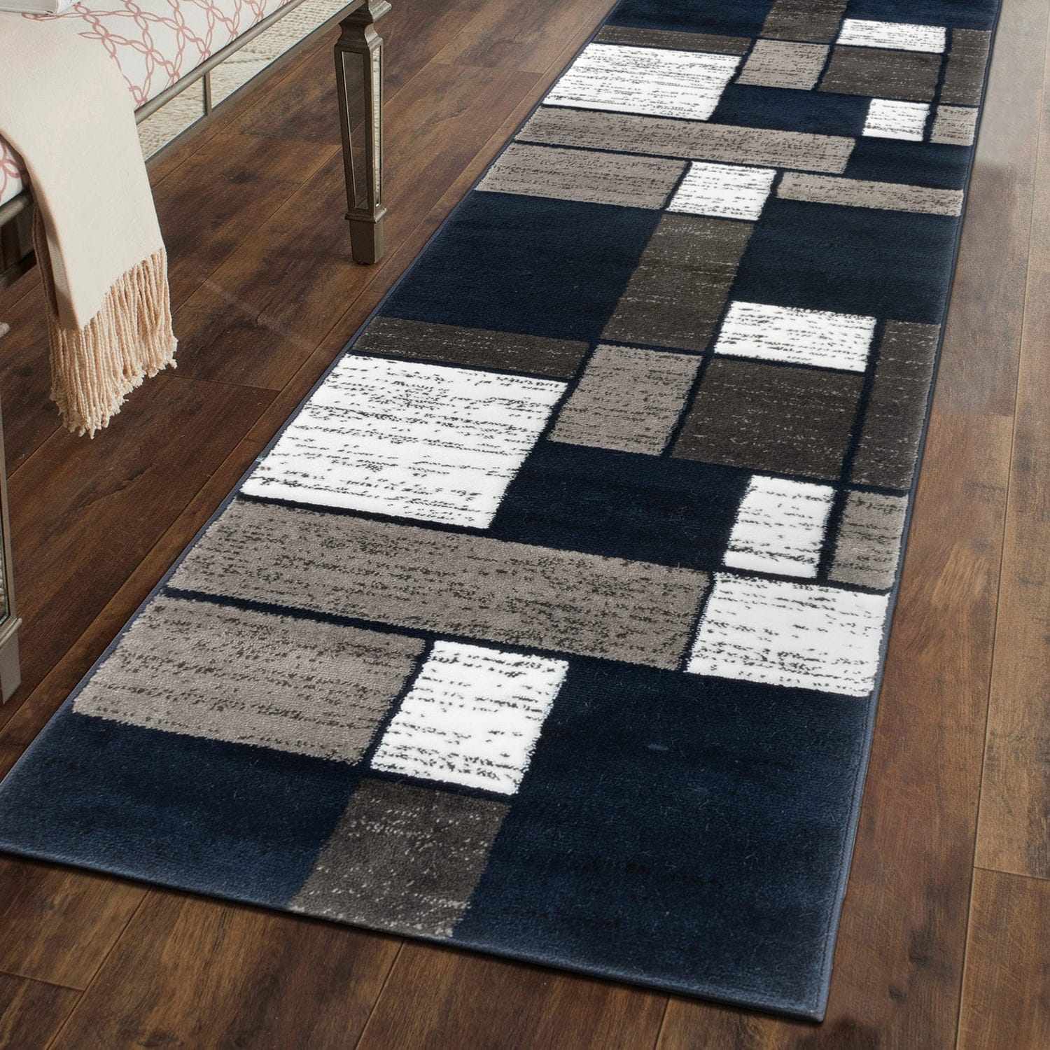 World Rug Gallery Contemporary Modern Boxed Color Block Area Rug