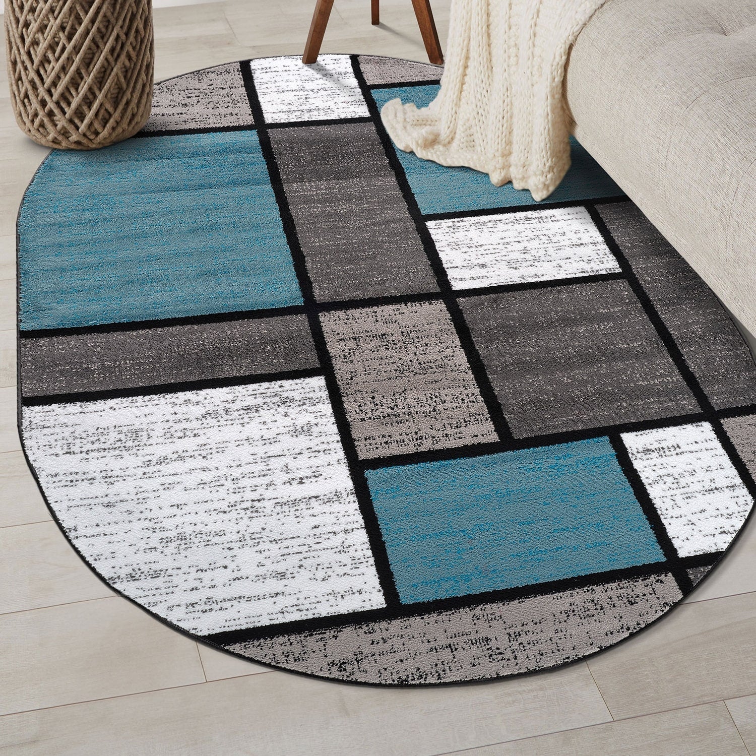 World Rug Gallery Contemporary Modern Boxed Color Block Area Rug