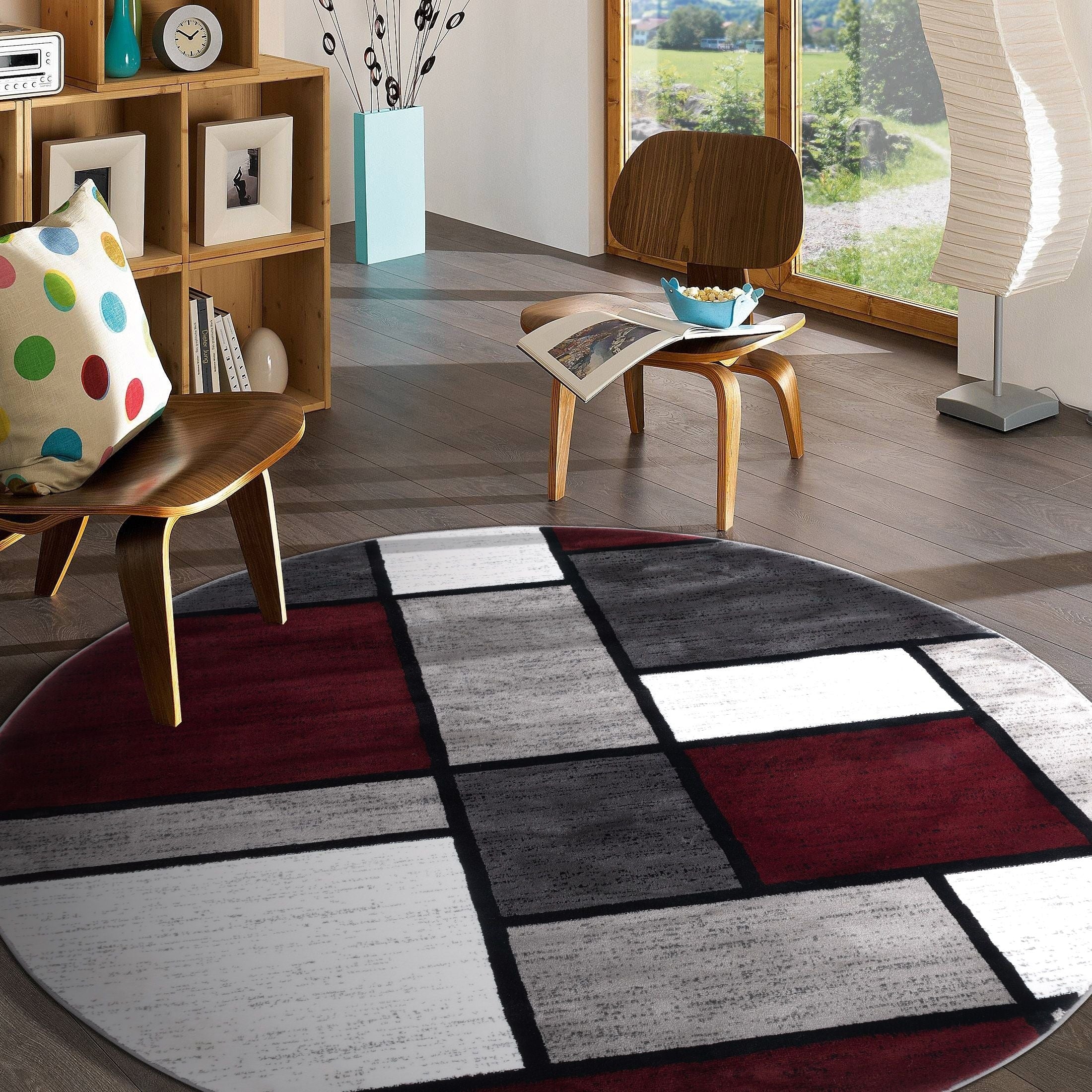 World Rug Gallery Contemporary Modern Boxed Color Block Area Rug