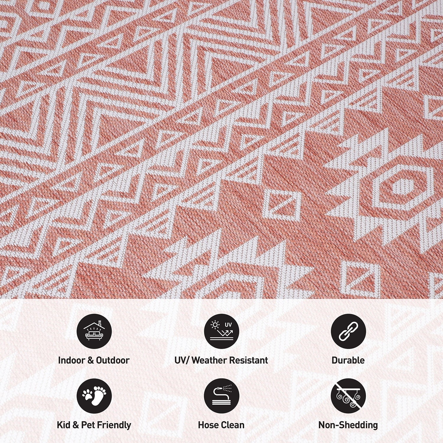 World Rug Gallery Distressed Geometric Bohemian Textured Flat Weave Indoor/Outdoor Area Rug