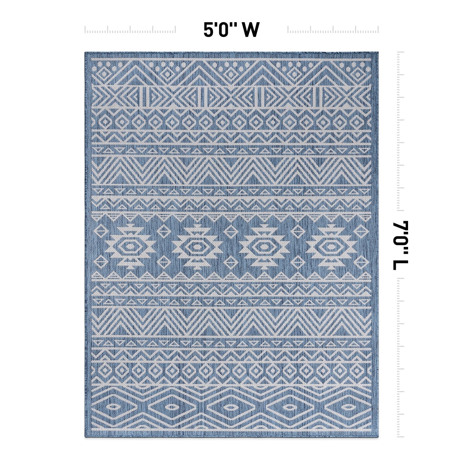World Rug Gallery Distressed Geometric Bohemian Textured Flat Weave Indoor/Outdoor Area Rug