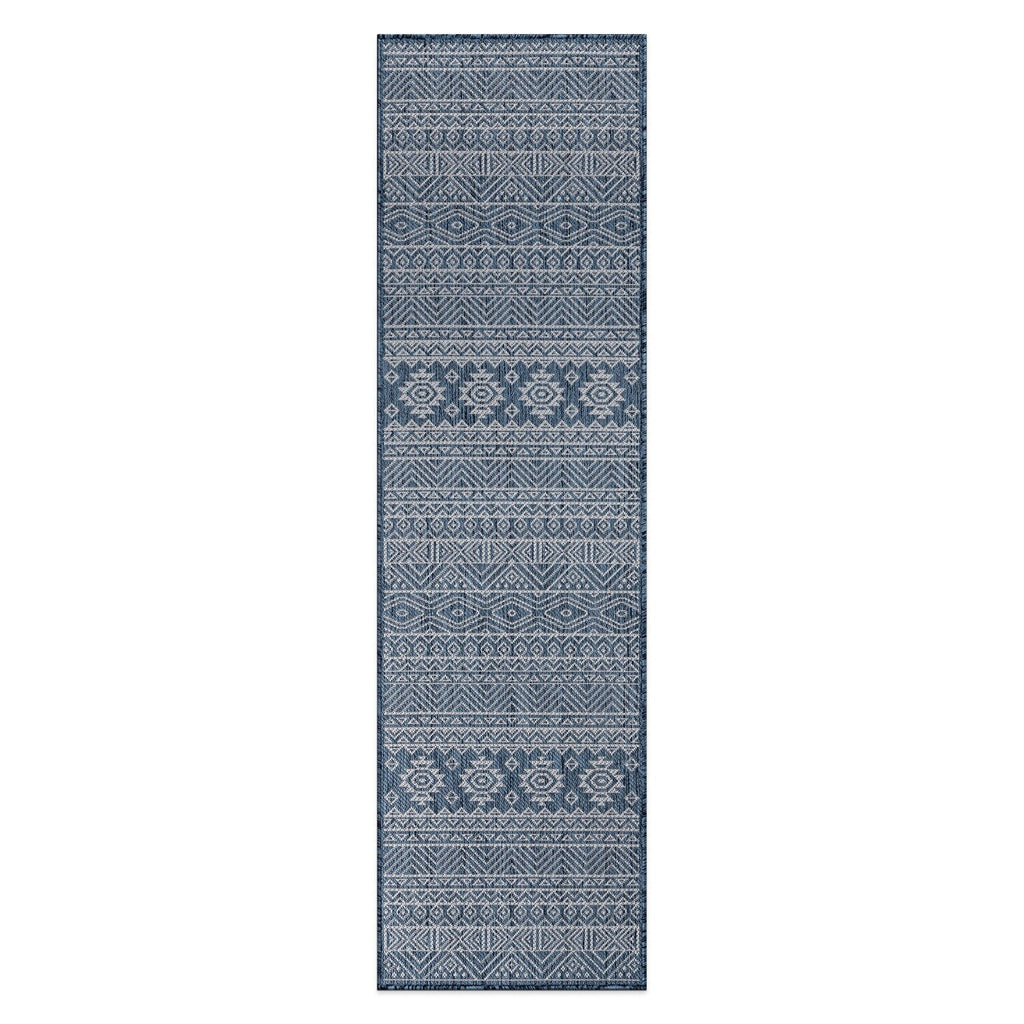 World Rug Gallery Distressed Geometric Bohemian Textured Flat Weave Indoor/Outdoor Area Rug