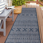 World Rug Gallery Distressed Geometric Bohemian Textured Flat Weave Indoor/Outdoor Area Rug