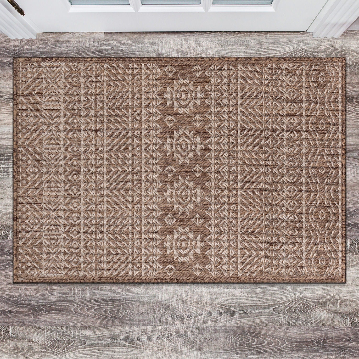 World Rug Gallery Distressed Geometric Bohemian Textured Flat Weave Indoor/Outdoor Area Rug