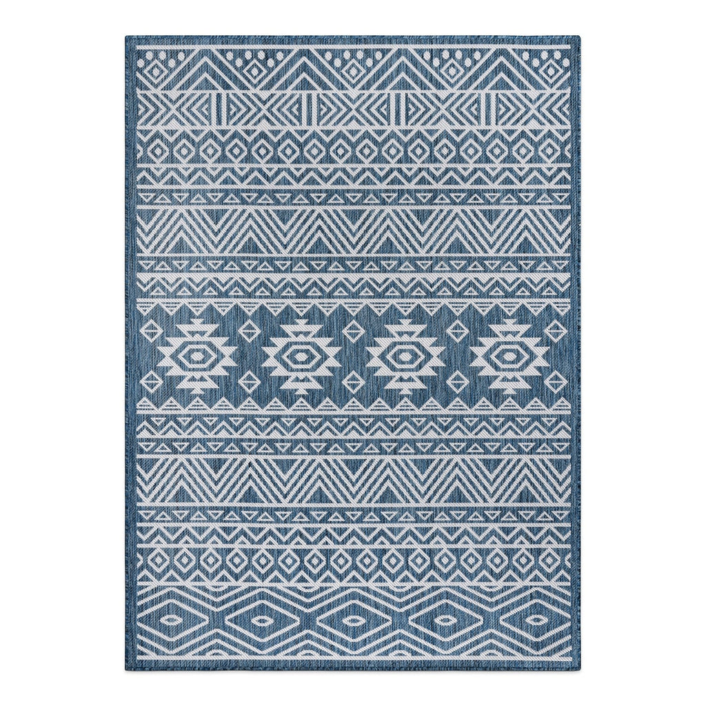 World Rug Gallery Distressed Geometric Bohemian Textured Flat Weave Indoor/Outdoor Area Rug