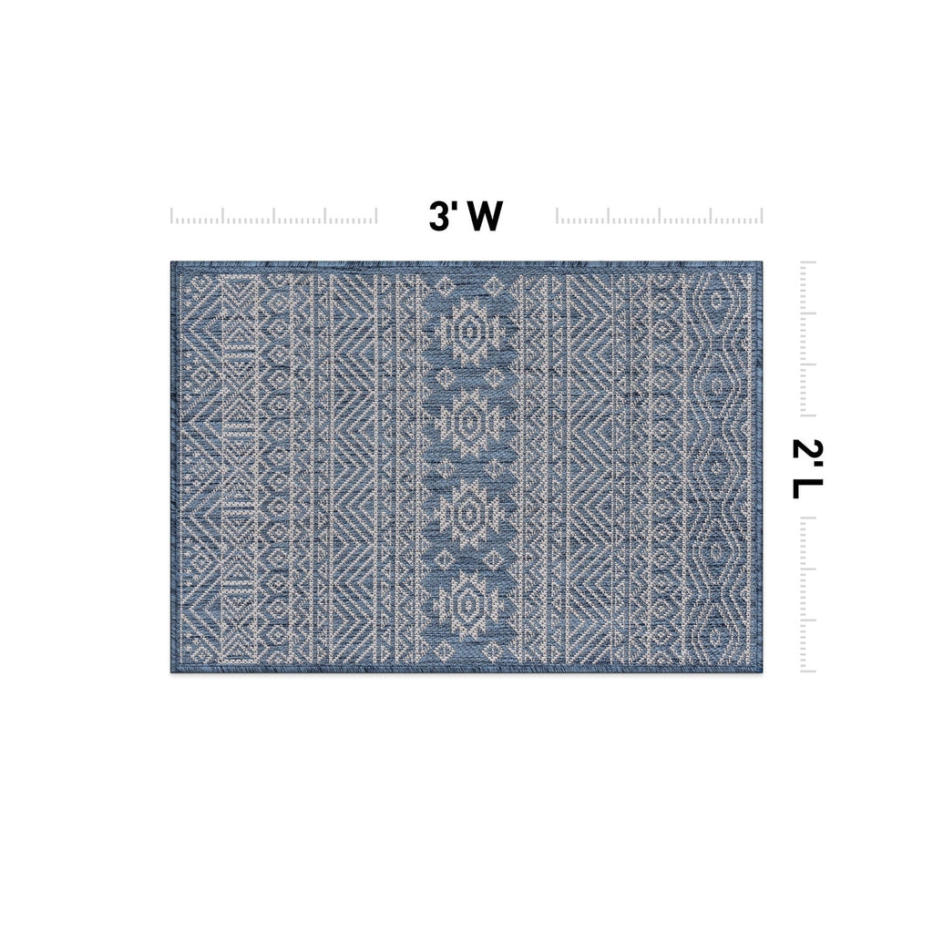 World Rug Gallery Distressed Geometric Bohemian Textured Flat Weave Indoor/Outdoor Area Rug