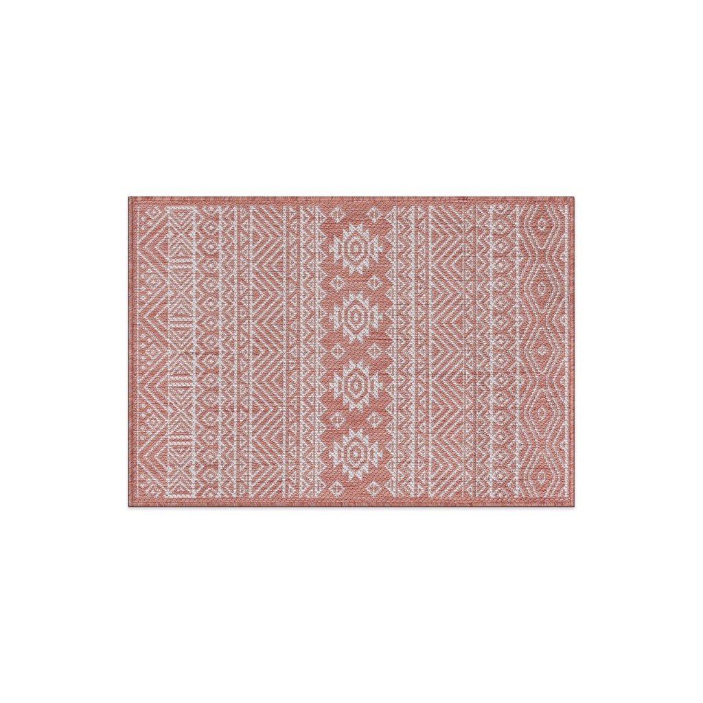World Rug Gallery Distressed Geometric Bohemian Textured Flat Weave Indoor/Outdoor Area Rug