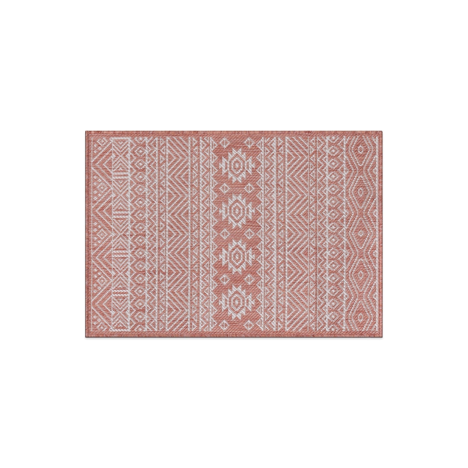 World Rug Gallery Distressed Geometric Bohemian Textured Flat Weave Indoor/Outdoor Area Rug