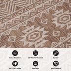 World Rug Gallery Distressed Geometric Bohemian Textured Flat Weave Indoor/Outdoor Area Rug