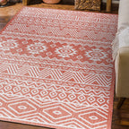 World Rug Gallery Distressed Geometric Bohemian Textured Flat Weave Indoor/Outdoor Area Rug
