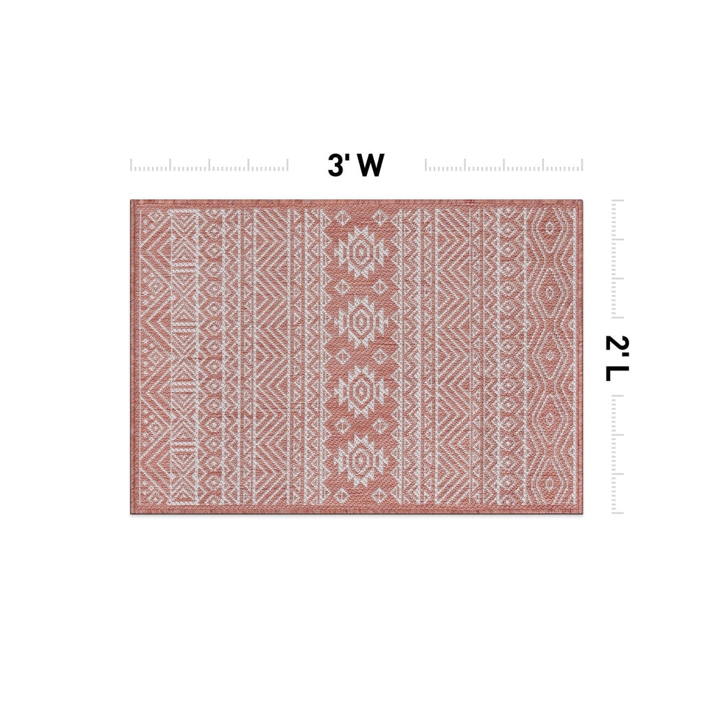 World Rug Gallery Distressed Geometric Bohemian Textured Flat Weave Indoor/Outdoor Area Rug