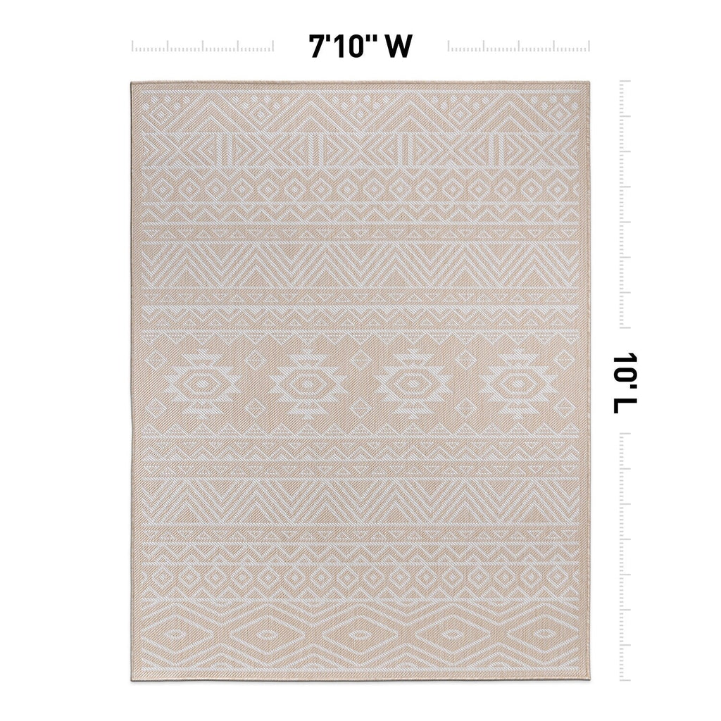 World Rug Gallery Distressed Geometric Bohemian Textured Flat Weave Indoor/Outdoor Area Rug