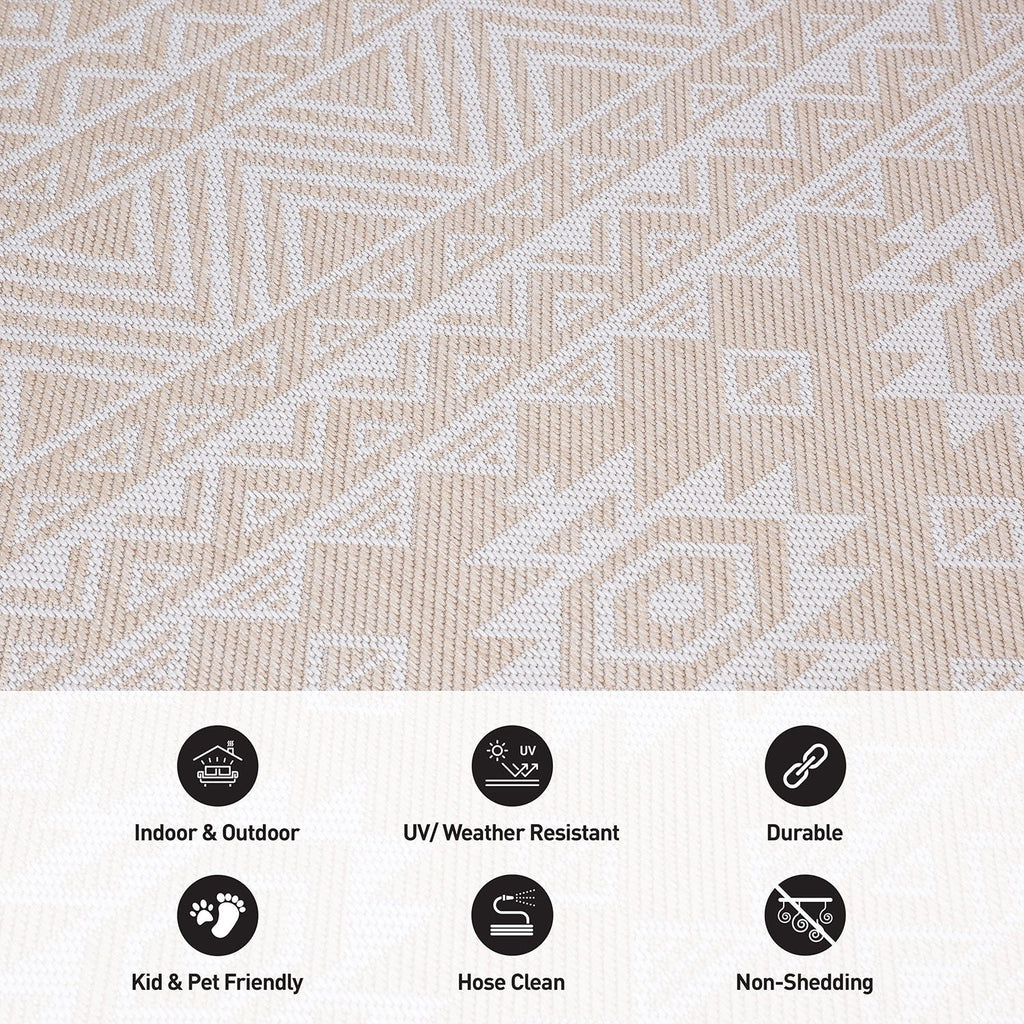 World Rug Gallery Distressed Geometric Bohemian Textured Flat Weave Indoor/Outdoor Area Rug