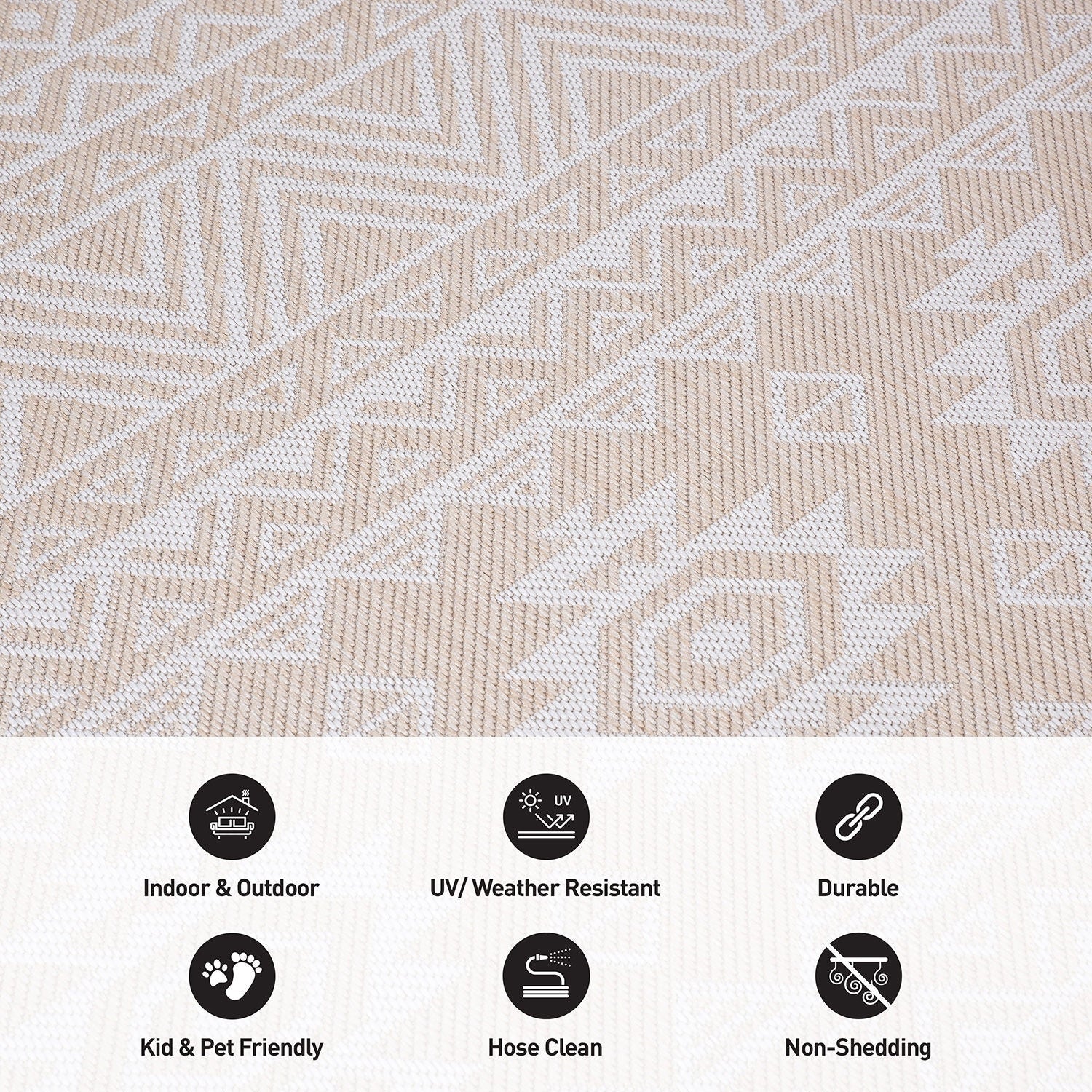 World Rug Gallery Distressed Geometric Bohemian Textured Flat Weave Indoor/Outdoor Area Rug