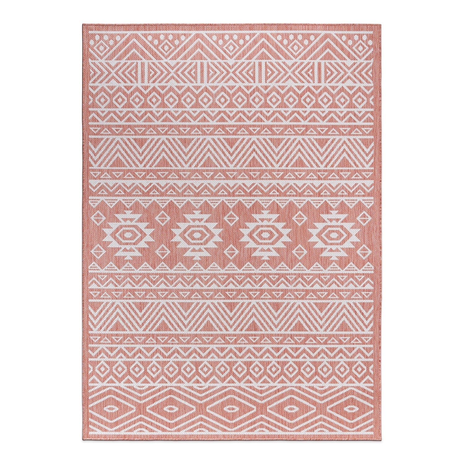 World Rug Gallery Distressed Geometric Bohemian Textured Flat Weave Indoor/Outdoor Area Rug