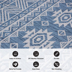 World Rug Gallery Distressed Geometric Bohemian Textured Flat Weave Indoor/Outdoor Area Rug